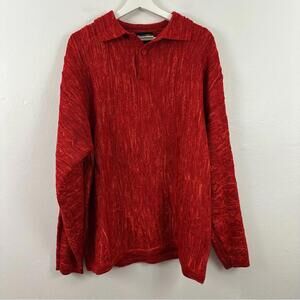 Vintage Godbody Men’s Orange Acrylic Textured Knit Long Sleeve Sweater Size XL
